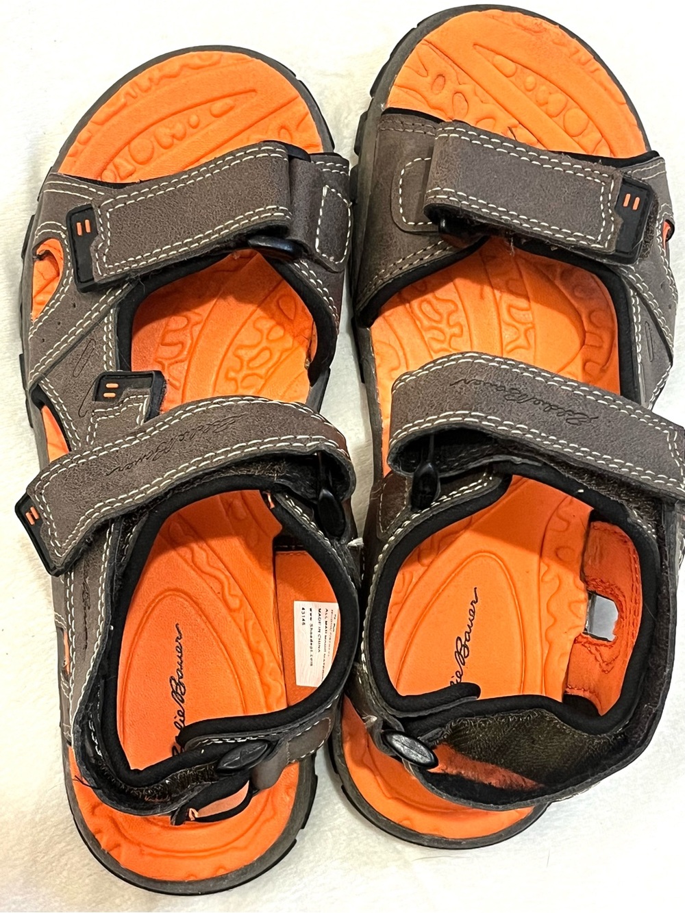 Eddie Bauer Kids Orange & Brown Active Sandals w Adjustable Sport Velcro Straps - Picture 14 of 16